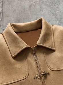 AXEPEAK Men's Casual Versatile Long Sleeve Jacket With Airplane Buckle Placket - Camel - View 6