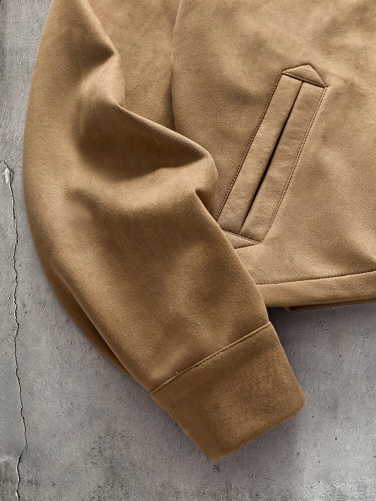 AXEPEAK Men's Casual Versatile Long Sleeve Jacket With Airplane Buckle Placket - Camel - View 4