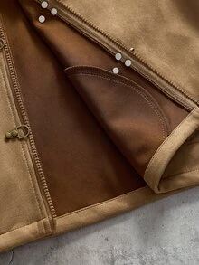 AXEPEAK Men's Casual Versatile Long Sleeve Jacket With Airplane Buckle Placket - Camel - View 7