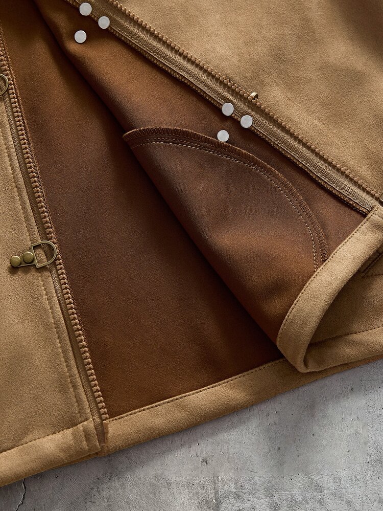 AXEPEAK Men's Casual Versatile Long Sleeve Jacket With Airplane Buckle Placket - Camel - View 7