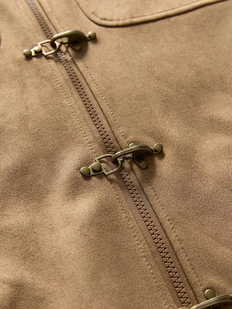 AXEPEAK Men's Casual Versatile Long Sleeve Jacket With Airplane Buckle Placket - Camel - View 5