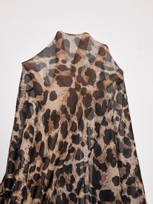 MaterniWear Đầm bầu thời trang dự tiệc họa tiết da báo tay loe hai lớp, phù hợp đi làm văn phòng và đi lại hàng ngày cho bà bầu - Cà phê nâu - Xem 8