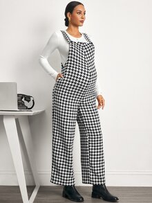 MaterniWear Jumpsuit Motif Houndstooth untuk Ibu Hamil yang Cocok untuk Bepergian - Hitam dan Putih - View 5