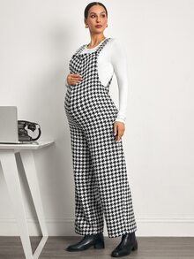 MaterniWear Jumpsuit Motif Houndstooth untuk Ibu Hamil yang Cocok untuk Bepergian - Hitam dan Putih - View 6