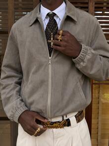 Mainfolk Men's Autumn Fashion Vintage Casual Streetwear Jacket Vacation Rave Brown - Brown - View 6