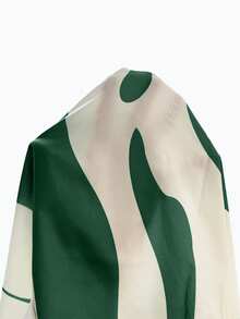 EMERY ROSE Color Block V-Neck Batwing Sleeve Casual Dress - Green - View 4