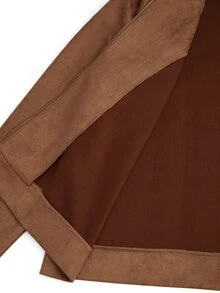 Juhart Plus Size Women Suede Lapel Zip-Up Casual Motorcycle Jacket Fall - Brown - View 9
