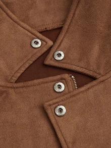 Juhart Plus Size Women Suede Lapel Zip-Up Casual Motorcycle Jacket Fall - Brown - View 3