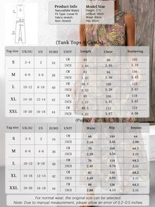 EMERY ROSE Bohemian Style Vintage Print Crew Neck Crop Top And Wide Leg Pants Women 2 Pieces Set, Casual Vacation Beach Outfit - Multicolor - View 4