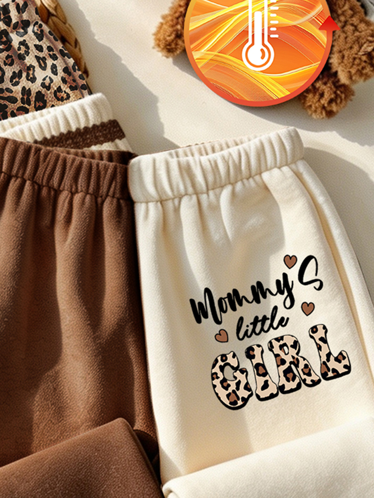 Baby Girl 1pc Thermal Lined Sweatpants, Versatile Pants With Cute Sweet Floral And Graffiti Print, Autumn/Winter Bottoms, Suitable For Holiday Parties, Comfortable And Easy To Wear, Casual Wear, Perfect For Holiday Gatherings And Parties - Multicolor - View 3