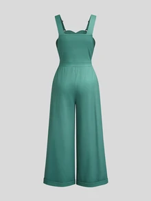 SHEIN Sweetro Plus Size Women's Casual Vacation Commute Frog Print Pleated Jumpsuit Halloween - Multicolor - View 2