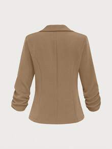EMERY ROSE Women Button-Down 3/4 Sleeve Casual Blazer Jacket, Suitable For Home, Outdoor - Khaki - View 2
