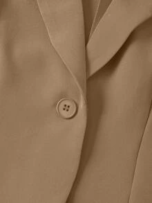 EMERY ROSE Women Button-Down 3/4 Sleeve Casual Blazer Jacket, Suitable For Home, Outdoor - Khaki - View 5