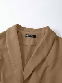 EMERY ROSE Women Button-Down 3/4 Sleeve Casual Blazer Jacket, Suitable For Home, Outdoor - Khaki - View 7