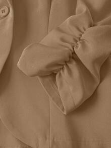 EMERY ROSE Women Button-Down 3/4 Sleeve Casual Blazer Jacket, Suitable For Home, Outdoor - Khaki - View 6