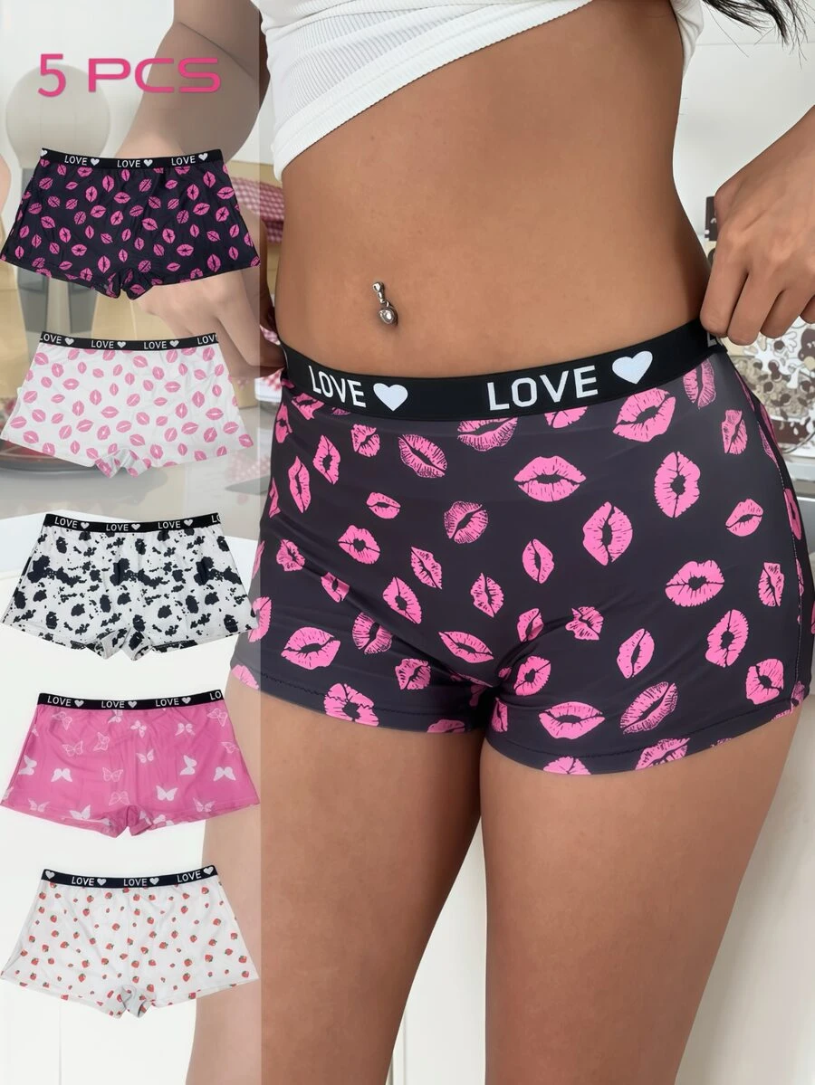 ZzzCrew Women's Letter & Lip Print Hipster Panties - Multicolor - View 1