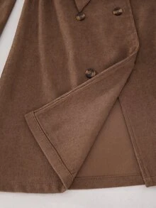 SHEIN Tween Girl Trench Coat, Vacation, Back To School School Career, Autumn, Coffee Brown - Coffee Brown - View 7