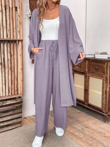 EMERY ROSE Women Two Pieces Outfits For Daily Wear Fall Cloth For Women - Mauve Purple - View 4