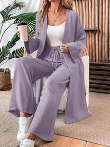 EMERY ROSE Women Two Pieces Outfits For Daily Wear Fall Cloth For Women - Mauve Purple - View 7
