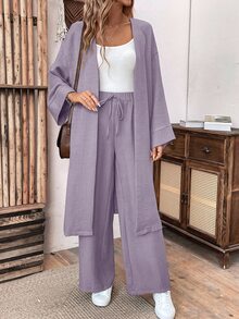 EMERY ROSE Women Two Pieces Outfits For Daily Wear Fall Cloth For Women - Mauve Purple - View 6