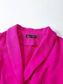 EMERY ROSE SHEIN Clasi Women's Button-Up 3/4 Sleeve Casual Home & Outdoor Blazer,Teacher Outfits For Women - Hot Pink - View 5