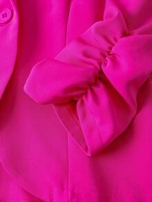 EMERY ROSE SHEIN Clasi Women's Button-Up 3/4 Sleeve Casual Home & Outdoor Blazer,Teacher Outfits For Women - Hot Pink - View 4