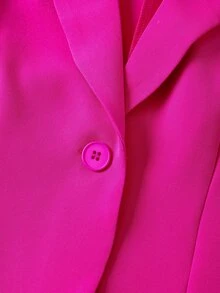 EMERY ROSE SHEIN Clasi Women's Button-Up 3/4 Sleeve Casual Home & Outdoor Blazer,Teacher Outfits For Women - Hot Pink - View 8
