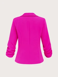 EMERY ROSE SHEIN Clasi Women's Button-Up 3/4 Sleeve Casual Home & Outdoor Blazer,Teacher Outfits For Women - Hot Pink - View 2