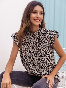 EMERY ROSE Mock Neck Allover Print Blouse - Multicolor - View 5