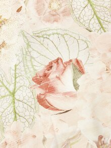 Skyraze 女款復古浪漫大花卉印花掛脖深V領中長洋裝，適合春季、早午餐、情人節、度假 - 彩色 - 查看 5