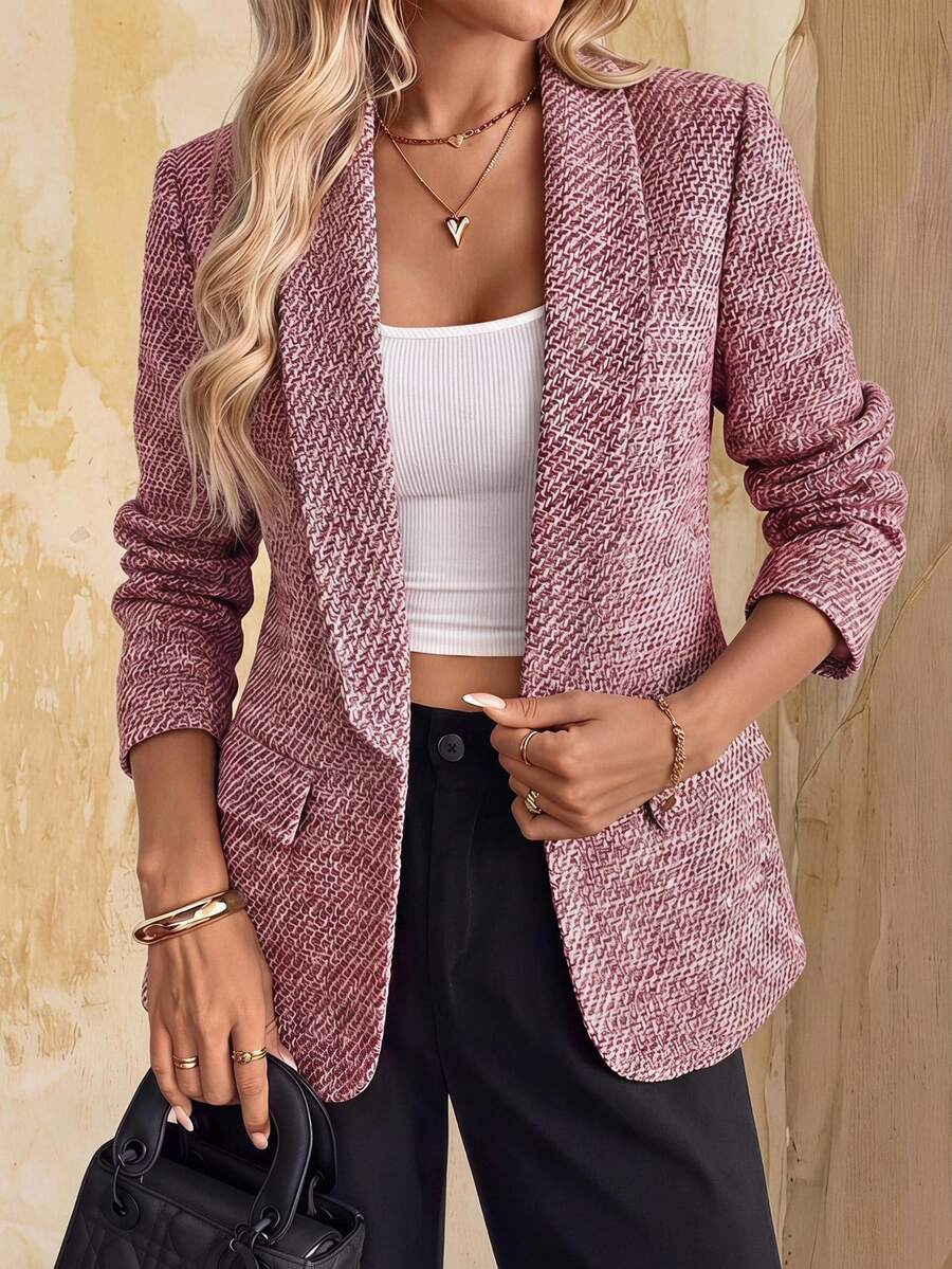 EMERY ROSE Women's Elegant Long Sleeve Minimalist Daily Blazer - Red - View 1