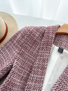 EMERY ROSE Women's Elegant Long Sleeve Minimalist Daily Blazer - Red - View 4