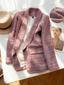 EMERY ROSE Women's Elegant Long Sleeve Minimalist Daily Blazer - Red - View 3