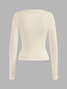 SHEIN EZwear 2 件女士休闲纯色百搭长袖 T 恤，适合秋冬季 - 彩色 - 查看 6