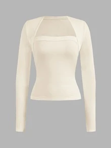 SHEIN EZwear 2 件女士休闲纯色百搭长袖 T 恤，适合秋冬季 - 彩色 - 查看 7