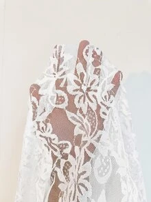 CovetEZ White Plus Size Women's Sexy Lace Bodysuit - White - View 7