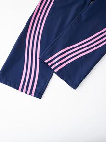 SHEIN 3件組女孩大童甜酷學院風連帽外套＋細肩帶背心＋寬腿褲套裝，日常上學與外出穿搭 - 寶藍色 - 查看 8
