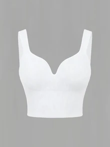 SHEIN Rhythm Era Plus Size Solid Color Sports Bra - White - View 6
