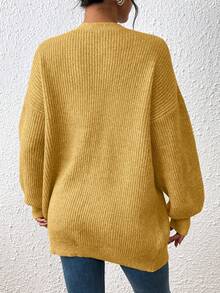 Balvessa Autumn/Winter Casual Versatile Solid Color Cardigan - Light Yellow - View 2
