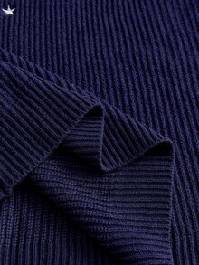 SWAVVY 男士秋冬休閒字母刺繡長袖圓領針織衫 - 藏蓝色 - 查看 7