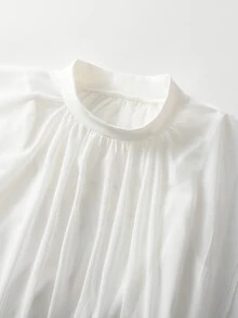 SHEIN LUNE 女款素色掛脖百褶時尚約會派對中長洋裝 - 白色 - 查看 3