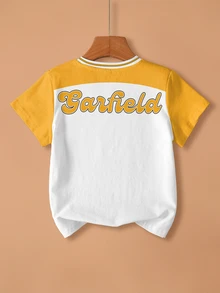 GARFIELD | SHEIN Young Boy Colorblock Patchwork Cartoon Letter Print T-Shirt - White - View 2