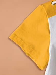 GARFIELD | SHEIN Young Boy Colorblock Patchwork Cartoon Letter Print T-Shirt - White - View 4