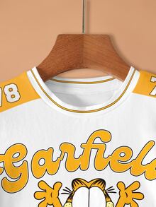 GARFIELD | SHEIN Young Boy Colorblock Patchwork Cartoon Letter Print T-Shirt - White - View 7