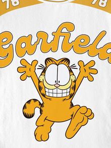 GARFIELD | SHEIN Young Boy Colorblock Patchwork Cartoon Letter Print T-Shirt - White - View 3