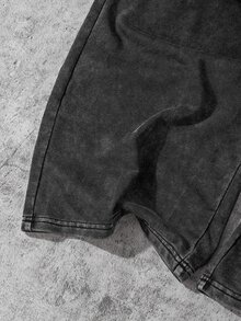 SHEIN Sparklyn 青少年女孩秋季抽繩設計簡約舒適運動褲 秋冬套裝 返校季 極簡風 灰色水洗針織 - 灰色 - 查看 5