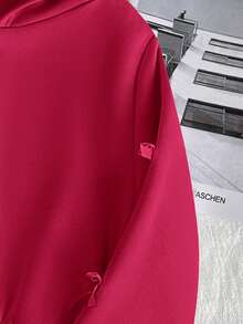 SHEIN 兒童青少年女孩寬鬆休閒 Y2K 可愛連帽修身口袋前開襟拉鍊短版長袖運動外套 亮粉色 校園穿搭 秋季加厚 - 玫紅色 - 查看 7