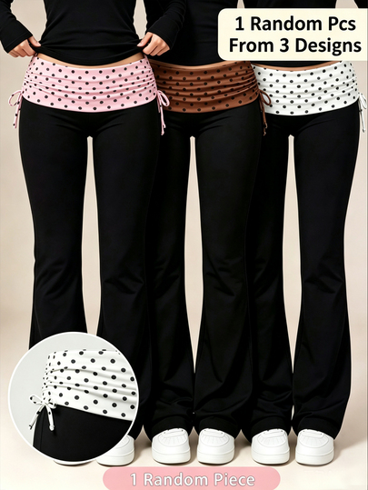 SHEIN Herfstkleding voor tienermeisjes, zwarte casual sportieve comfortabele modieuze lange broek, gepersonaliseerd tailleontwerp, flare leg snit, geschikt voor binnen/buiten
