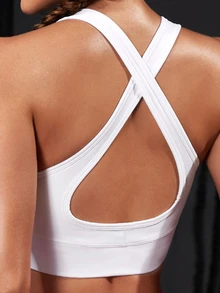 SHEIN Unity Plus Size Women Zipper Front Cropped Sports Bra Gym White Summer - White - View 6