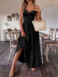 Breezaya Vintage Country Style Wedding Guest Cute Bowknot Layered Patchwork Dress For Women - Black - View 5